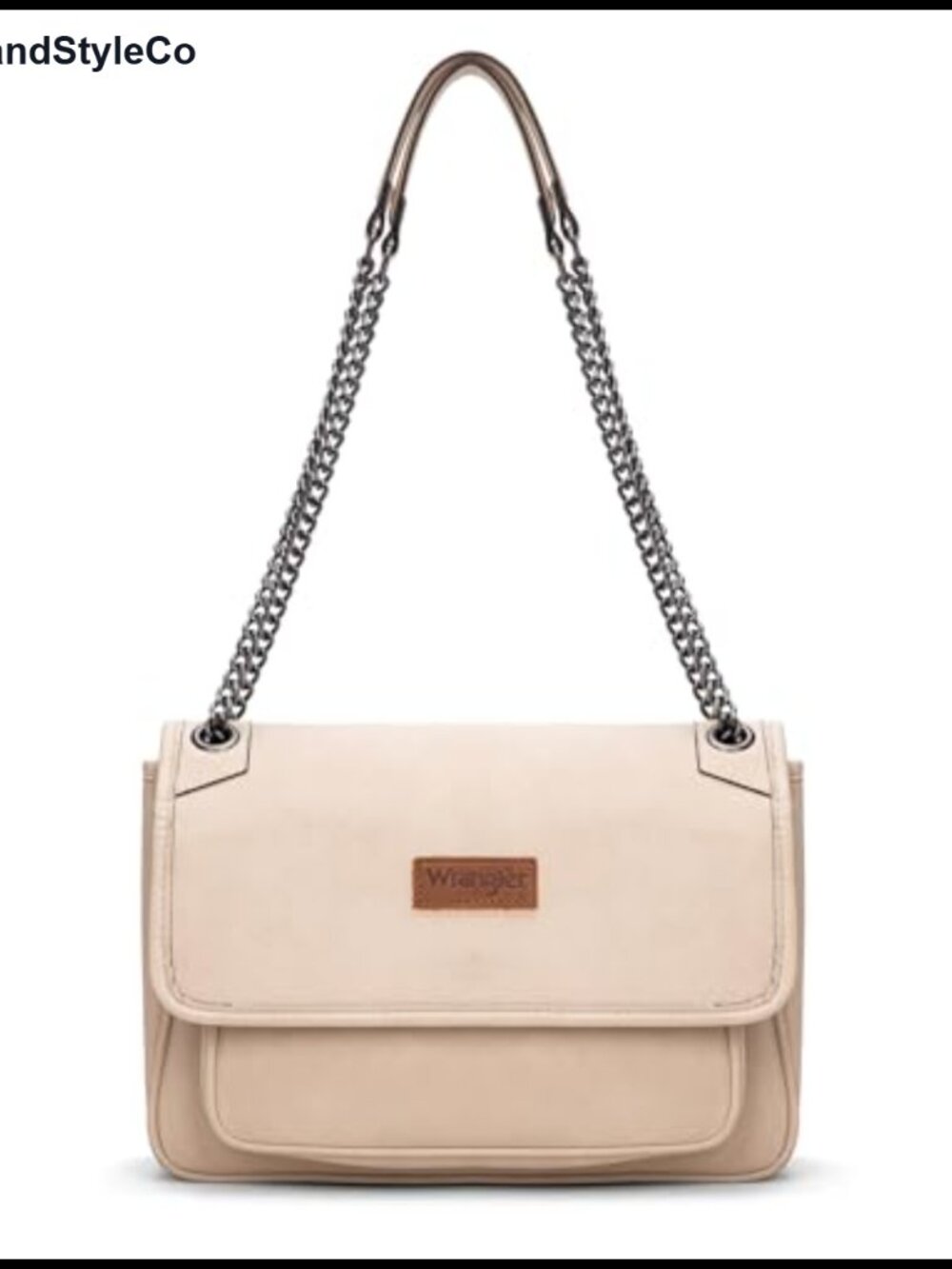 Faux Suede Flap Satchel Crossbody Shoulder Bag with Chain Strap
